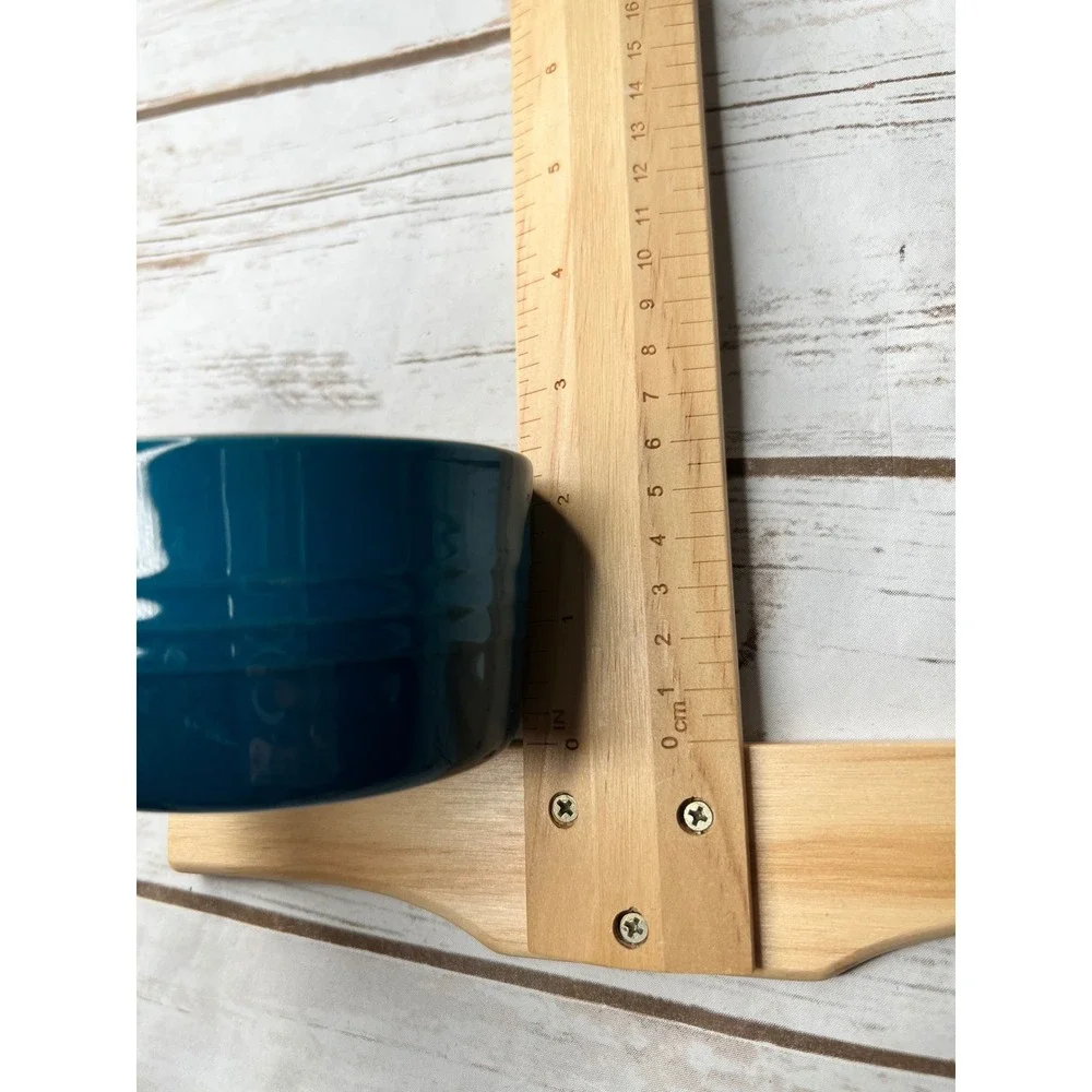 Le Creuset Ramekin Teal Blue Stoneware Round Ribbed 3.75in